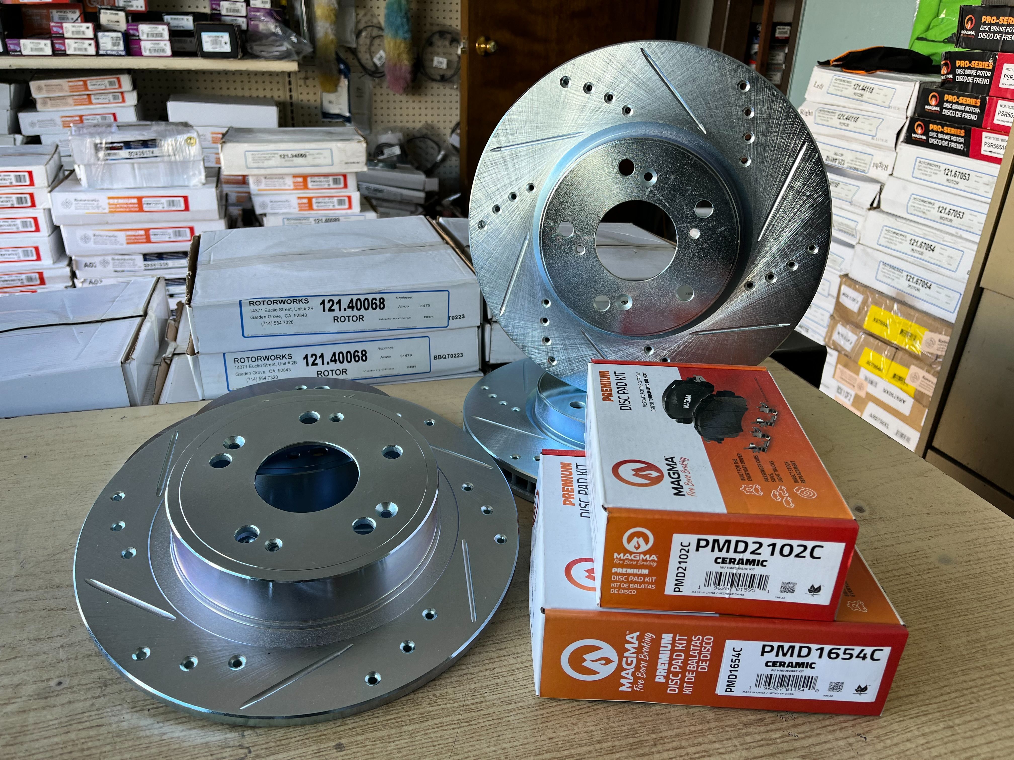 Honda Accord Touring 14-15 Front & Rear Drill Slot Rotors Ceramic Brake Pads