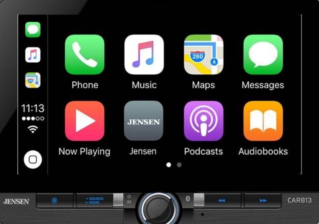 Jensen Single DIN Car Stereo Apple CarPlay, Android Auto, 10.1 Inch Touchscreen, Sirius XM-Ready, Bluetooth
