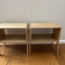 Set of 2 Bamboo Stackable Side Tables Natural
