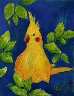 Original hand painted yellow parakeet.