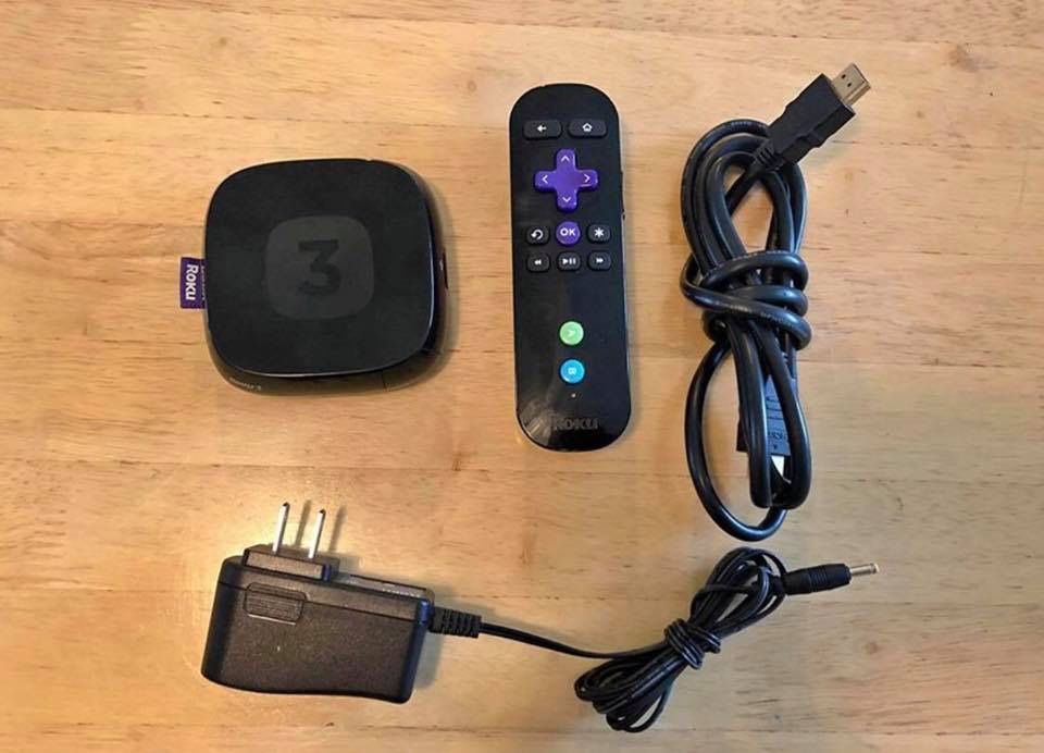 Roku 3 + Remote + HDMI cord + Power cord