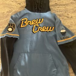 Milwaukee Brewers '47 City Connect Shortstop Cropped Pullover Hoodie - Powder Blue
