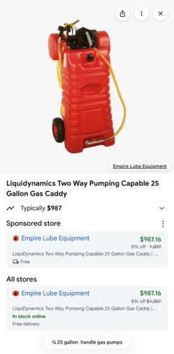 Liquidynamics 25 Gallon Two-Way Gas Caddy