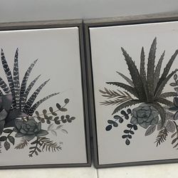 Two Wooden Portraits 17" X 17" Each