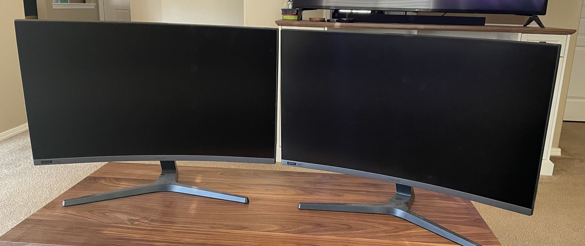 2 Samsung - 27” Odyssey Gaming CRG5 Series LED Curved 240Hz FHD Monitor with G-SYNC Compatibility