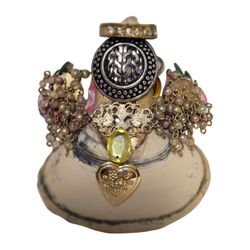 seashell angel Christmas ornament with heart locket vintage jewelry