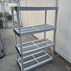 4-Tier Heavy-Duty Plastic Storage Shelf – Garage / Basement Organizer