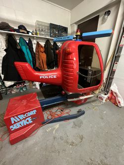 Fun Electric Hydraulic Helicopter Kid Ride Retro