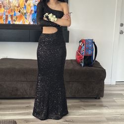 One Should Sequin Black Prom Dress