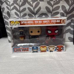 Funko Pop! Marvel Civil War Captain America/Iron Man/Hawkeye/Spider-Man 4 Pack