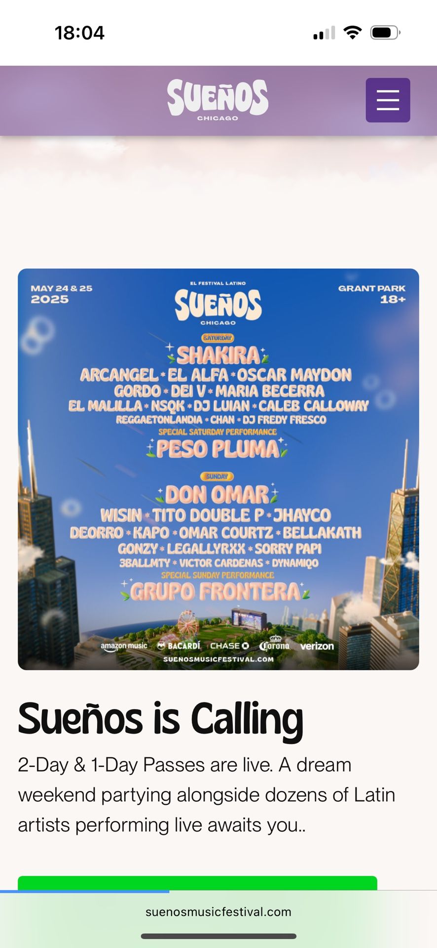 Sueños Tickets 2-Day GA (x4)