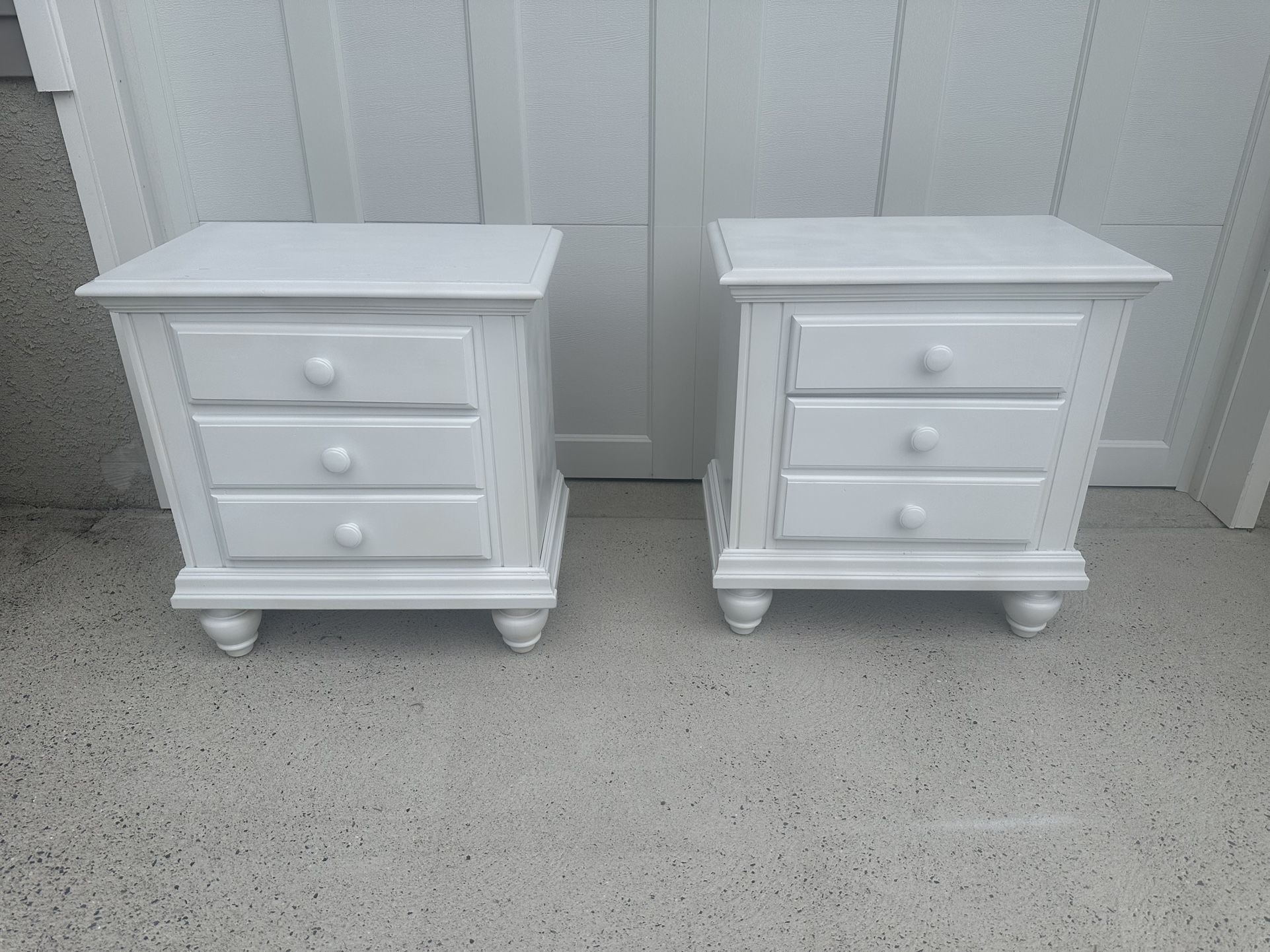 Pair of White Wood Bedside Tables