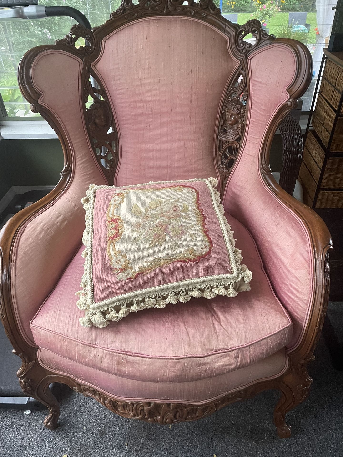 Antique Victorian Style Wingback Chair 