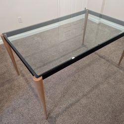 Beautiful Thick Glass Top Dining Table or Large Desk