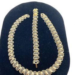 Vintage Gold Tone Designer Necklace & Bracelet 