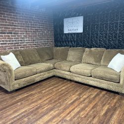 Delivery Available Brown L shape sectional sofa couch