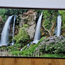 Triple Falls Waterfall Framed Canvas Print  41.5 X 28.5