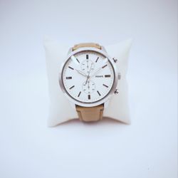 Fossil Chronograph Watch Tan Leather Strap