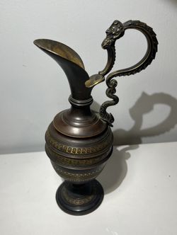 Antique Grand Tour Dark Patina Renaissance Revival Gilt Bronze Ewer  