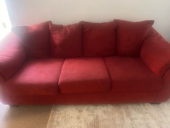 Red Microfiber 3-Seat Sofa