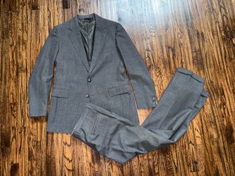 Dillards Tailored Vintage Grey Plaid 2pc Suit Jacket & Pant Set ~44L / 36x32
