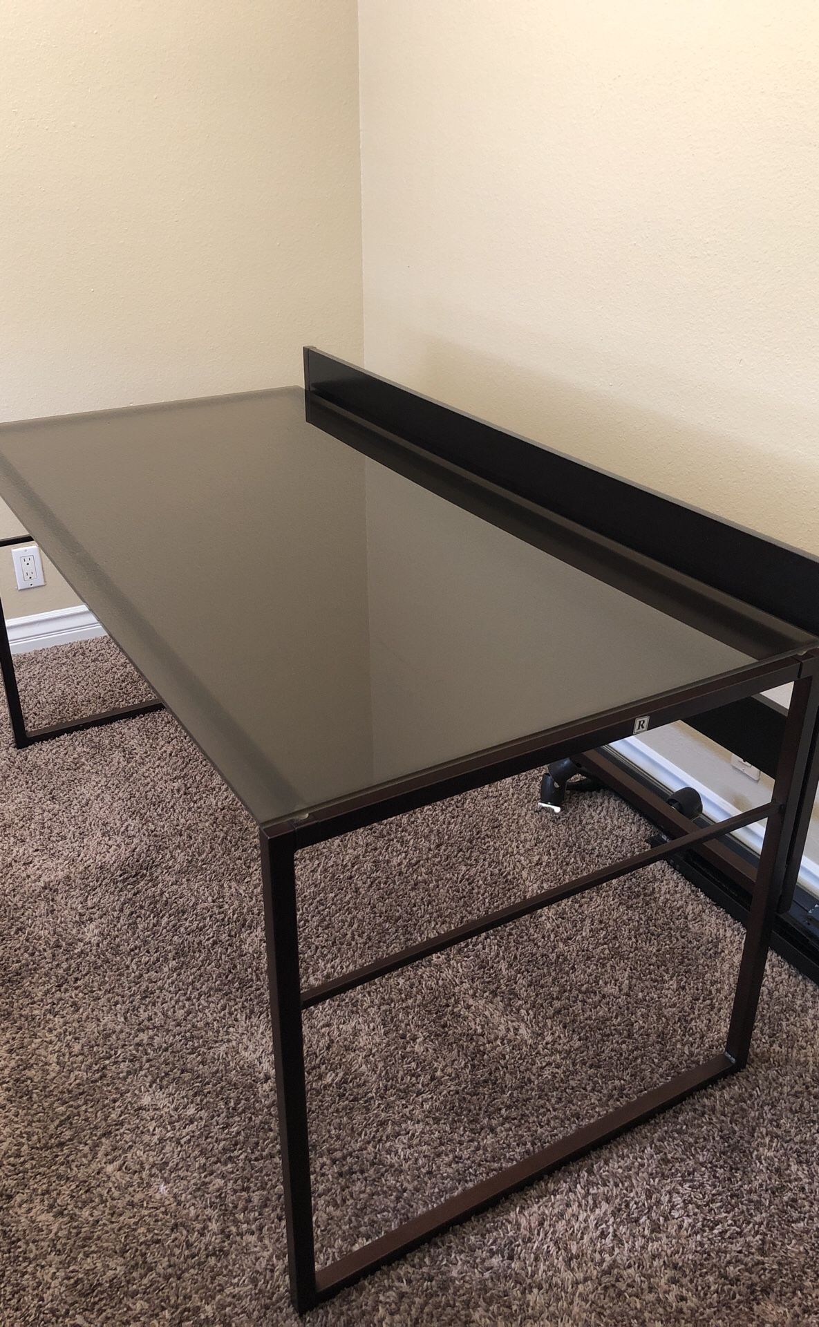 Glass and metal desk