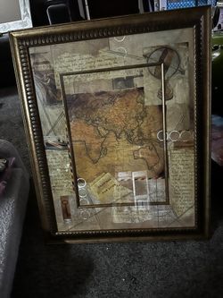 Vintage World Map - Framed Mixed Media