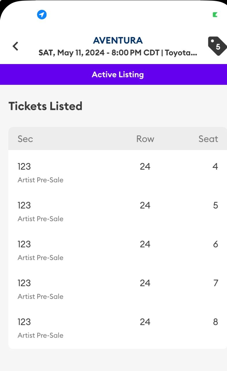 5 Tickets Aventura Toyota Center May 11 Saturday
