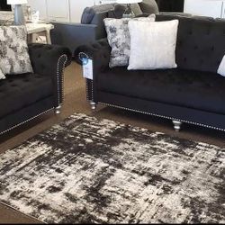 Ashley Black Velvet Sofa and Loveseat (Chair, Accent Chair,Chaise and Ottoman Options) 