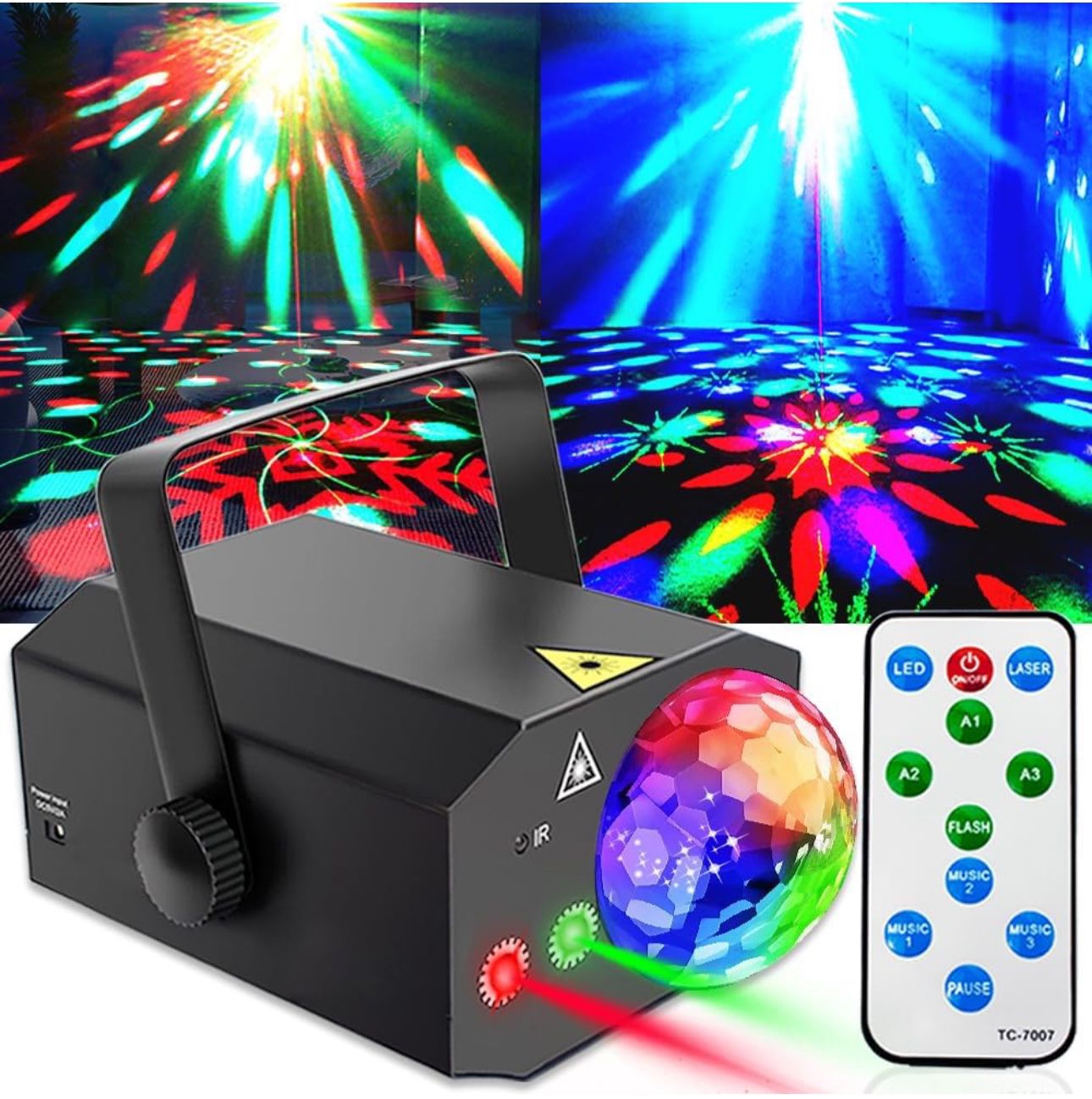 Party Lights Disco Ball, Disco Lights Laser DJ Light Sound Activated Strobe Lights