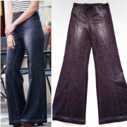 Lucy Small Indigo Dark Blue Denim Athletic Wide Leg Pants