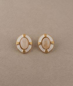 Vintage Oval earrings - white/Amber