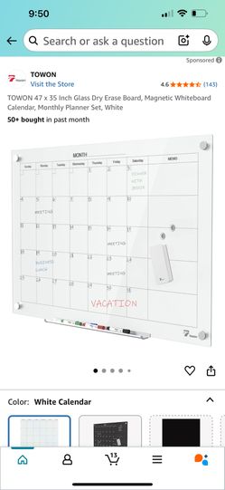 Glass Erasable Calendar 