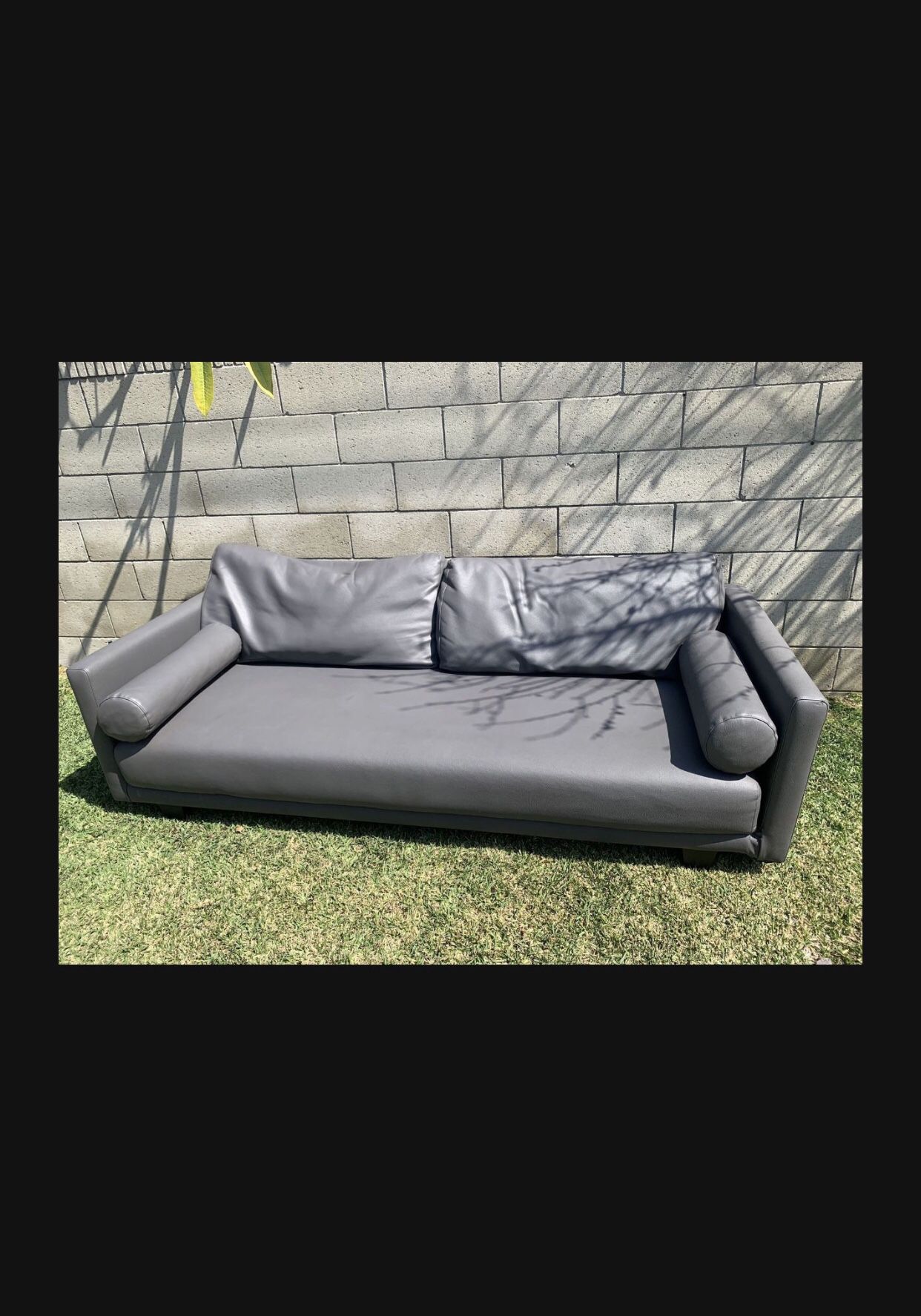 Grey Faux Leather Sofa 