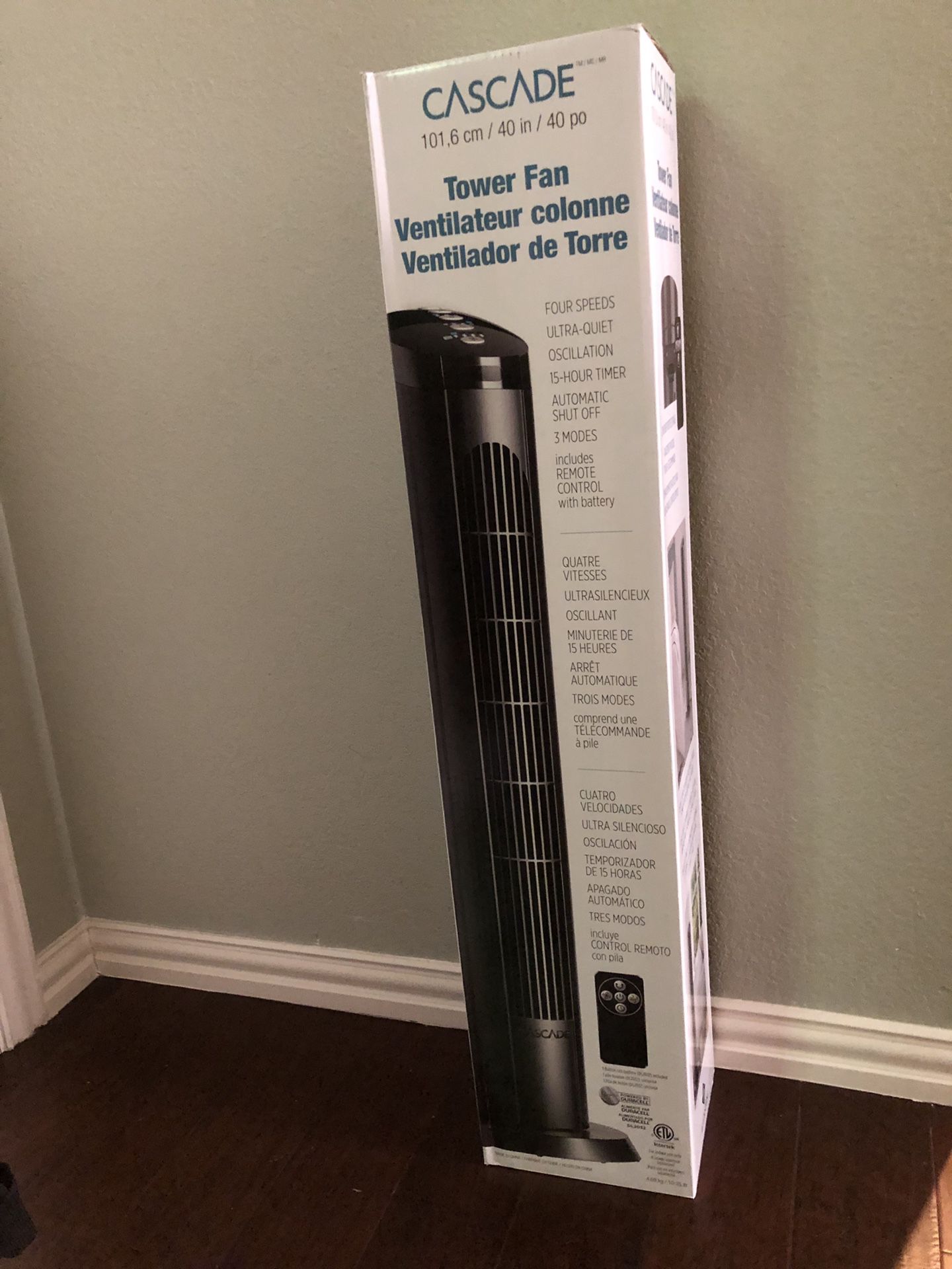 Tower Fan with Remote Quiet Oscillating & Automatic Shut Off 40” Tall Electric 4 Speed Cooling Breeze