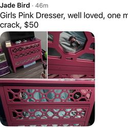 Pink girls dresser