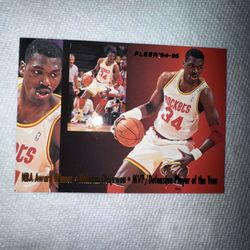 hakeem olajuwon 3 of 4 nba award winning card