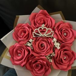 Ramo De Rosas Eternas Color Rosa Subido