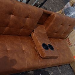 Leather Futon With Drink Holders ((NEW))