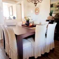 Large dining room table with 8 chairs