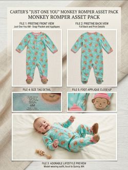 JUST ONE YOU BY CARTER'S Baby Footed Sleeper Monkey Print 6M EUC Local Pickup Quincy