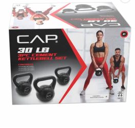 CAP 30 LB 3-Piece Cement Kettlebell Set