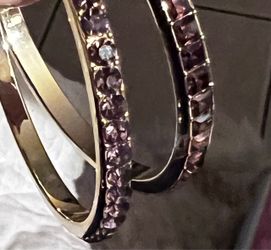 Purple Crystal Bangle Bracelet Set of 2