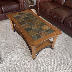 Wooden Tiled Coffee Table/Side Table Set
