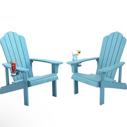 Set Of Two Adirondack Lounge Yard Chairs New In Box Plus Plus Matching Footrests