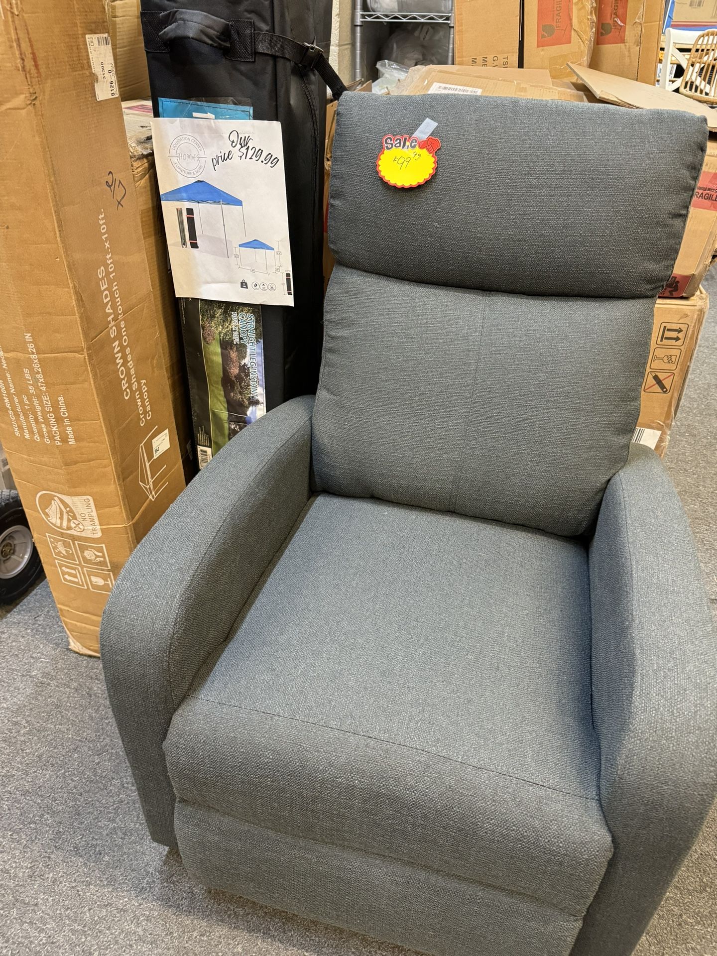 Push Recliner New Dark Gray Cloth