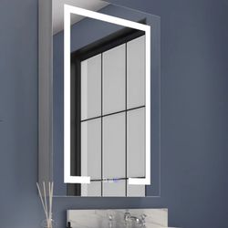 24"x36" Medicine Cabinet Mirror, LED Lighted Medicine Cabinet with Electrical Outlet＆USB, 5x Magnifier, Anti-Fog, 3 Colors Temperature Stepless Dimmab