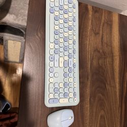 Wireless Blue Keyboard And Mouse 