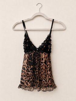Leopard Print Ruffle lace Top – Women’s Y2K Lingerie