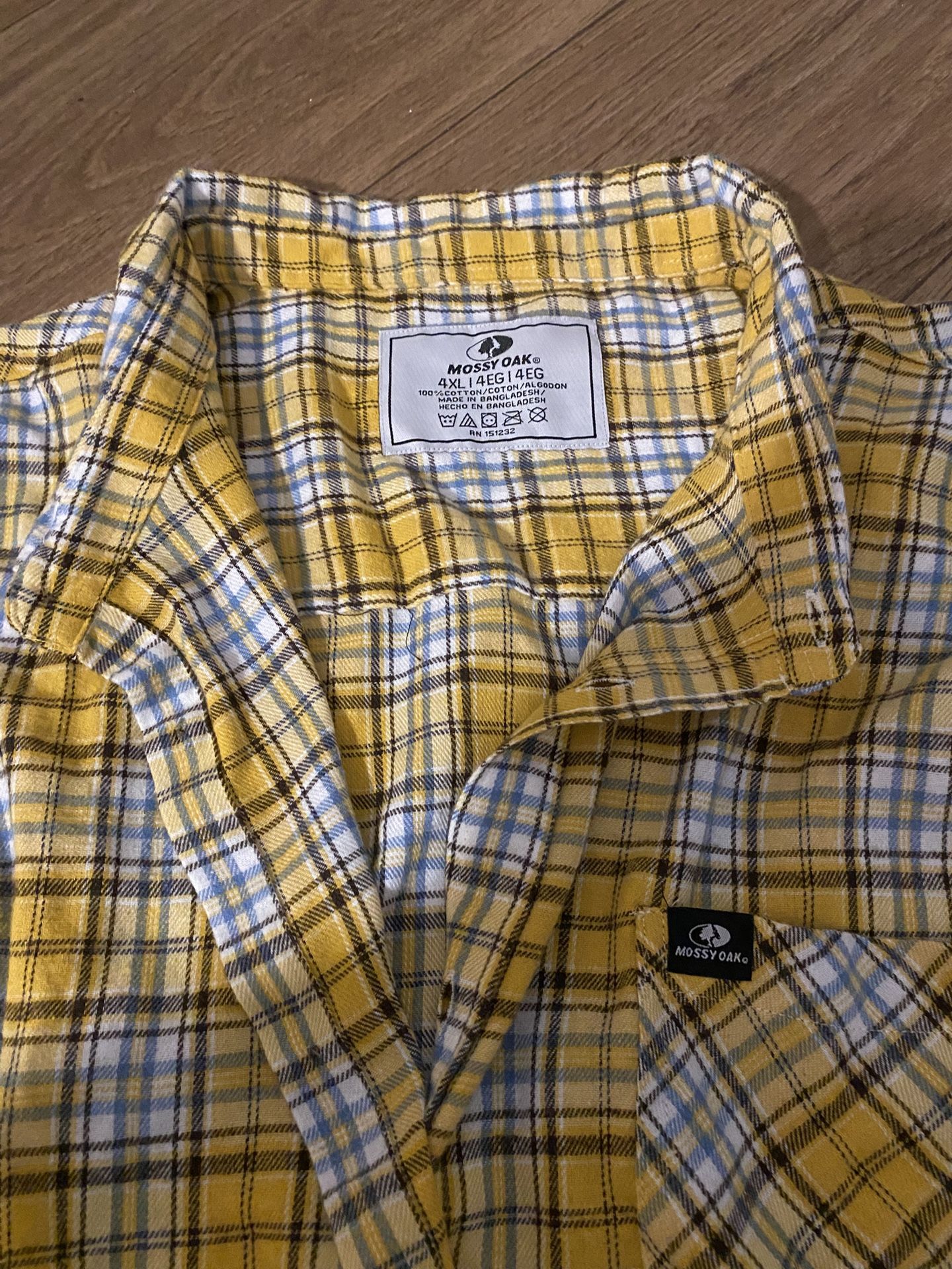 Mossy Oak Yellow Flannel Button Up (4XL)